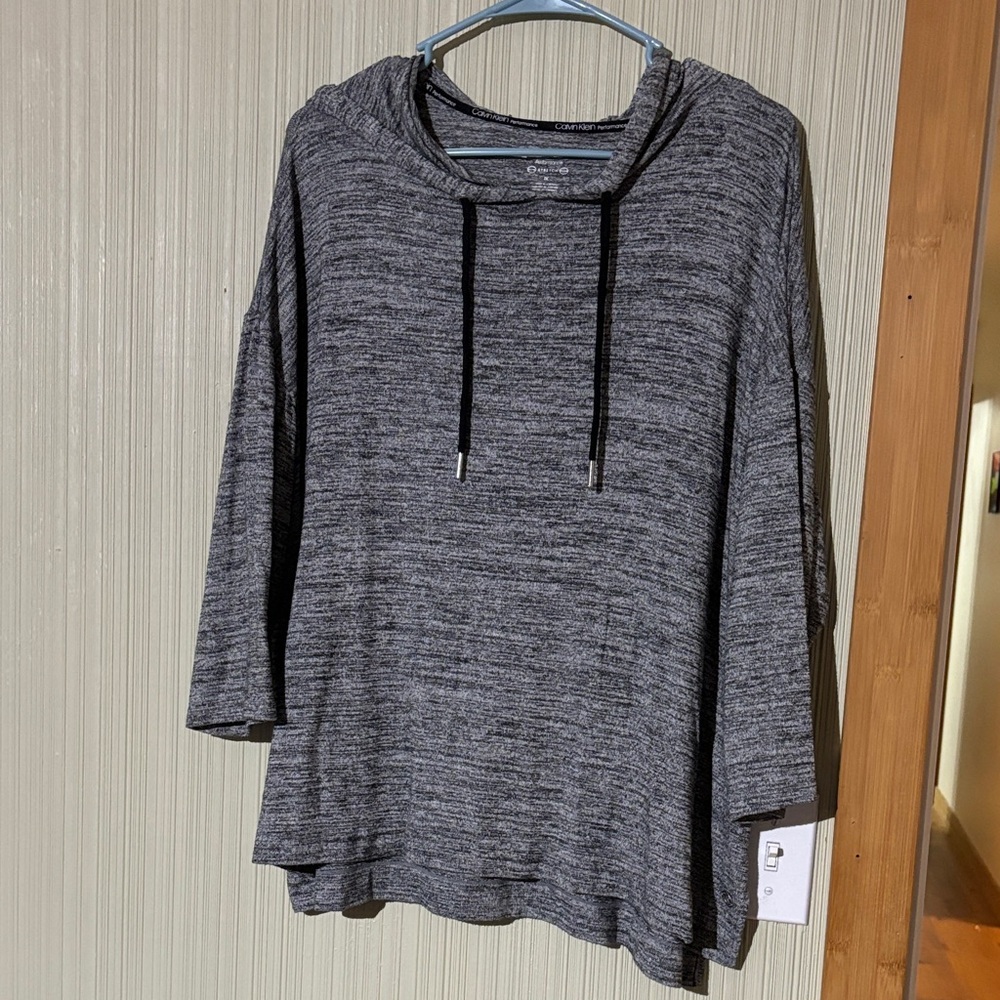 Calvin Klein Performance Heather Grey Stretch Knit Hoodie